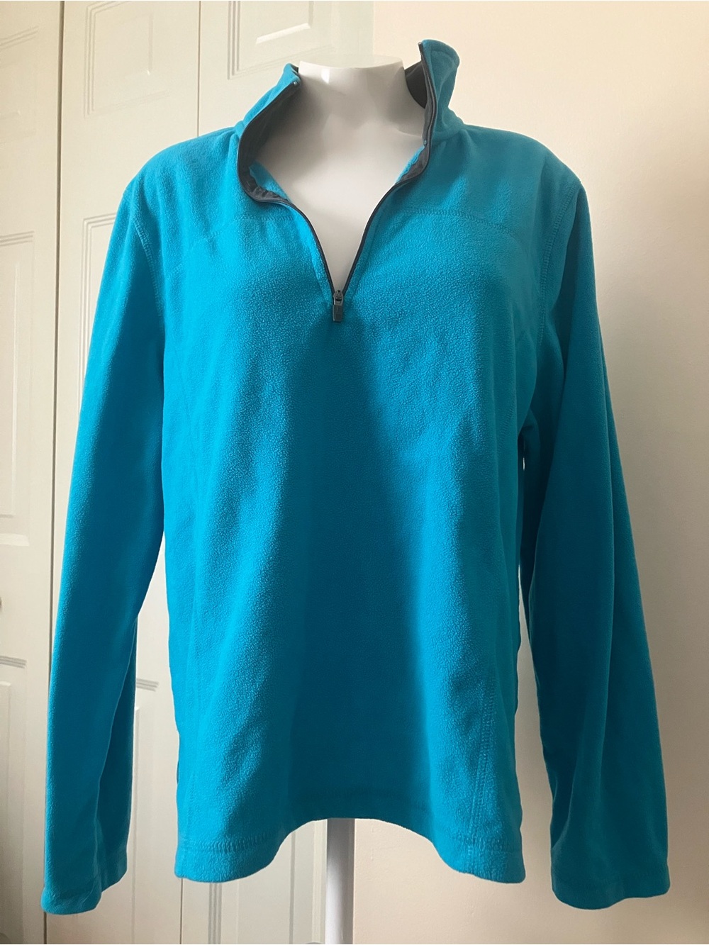 Danskin Bright Teal Quarter-Zip Fleece Pullover